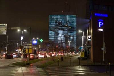 Video mapping na budnynku „Zieleniaka”